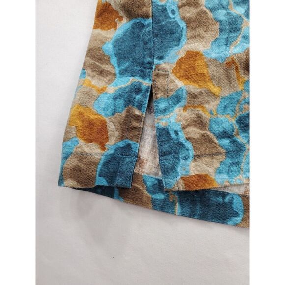 Vtg Fubu SS Button Up Shirt Men 2XL Blue Tan Geometric Plaid Linen Blend 90s Y2K - Picture 10 of 14
